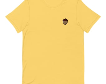 【CPGN STUDIO】Find Acorn Embroidery Short Sleeve T-shirt Acorn Unisex T-shirt, Embroidered Unisex T-shirt Gift for