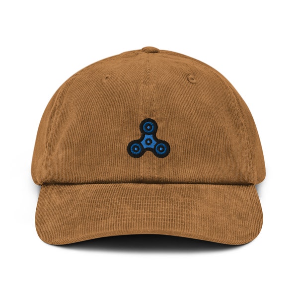Fidget Spinner Corduroy Hat, Handmade Embroidered Corduroy Dad Cap - Multiple Colors