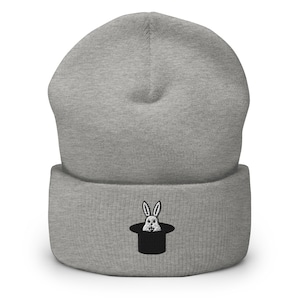 Goochelaar Bunny cilinderhoed goocheltruc geborduurde muts, handgemaakte gebreide unisex slouchy volwassen wintermuts cadeau