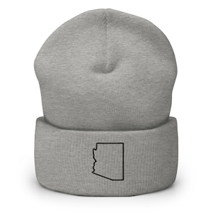 Arizona State Map Bestickte Mütze, Handgefertigte Cuffed Knit Unisex Slouchy Erwachsene Wintermütze Mütze Geschenk