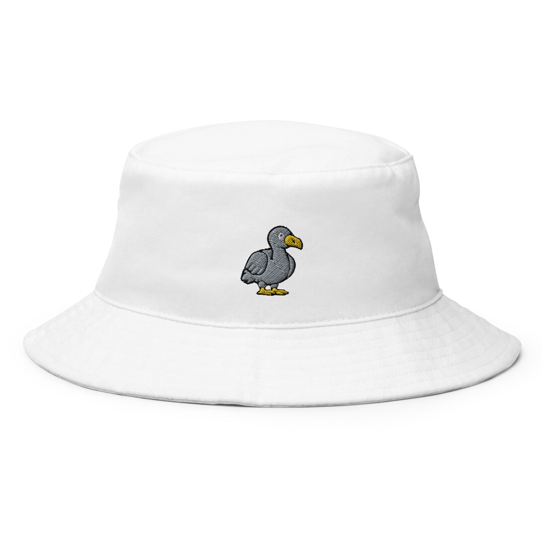 Dodo Bird Embroidered Bucket Hat, Handmade Unisex Adult Cotton Sun Hat