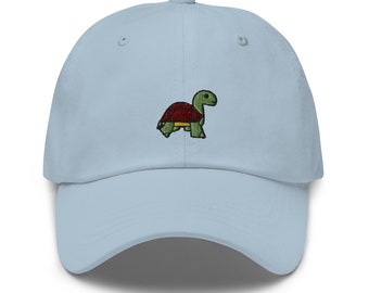 Turtle Embroidered Dad Hat: Unisex Chino Cotton Twill Cap