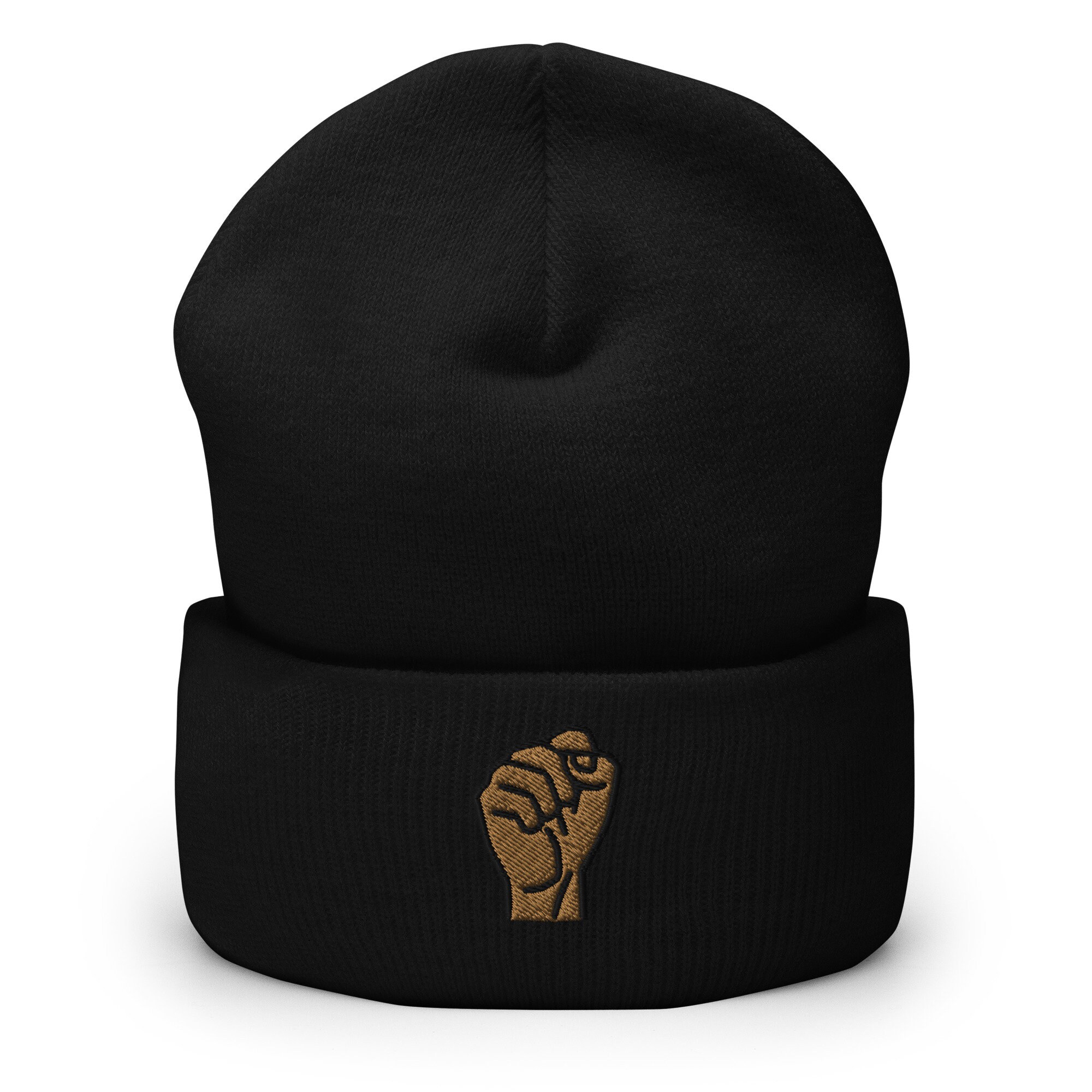BLM, Black Lives Matter, Equality, Pride Activist Fist Embroidered Beanie, Handmade Cuffed Knit Unisex Slouchy Adult Winter Hat Cap Gift