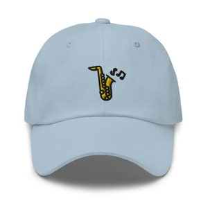 Saxophone Embroidered Dad Hat,  Embroidered Unisex Hat, Dad Cap, Adjustable Baseball Cap Gift for Him