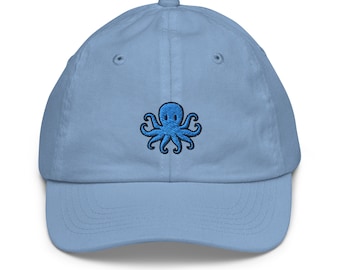 Octopus Embroidered Toddler Hat, Youth Baseball Cap