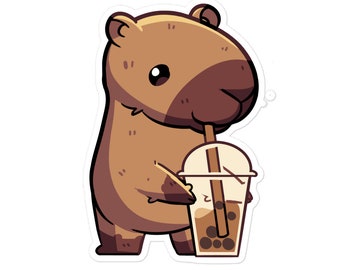 Milk Tea Capybara Sticker: Waterproof Boba Gift
