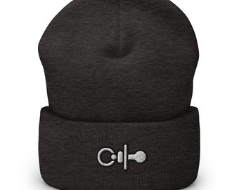 Embroidered Pacifier Beanie: Handmade Knit Cuffed Winter Hat