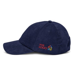 Embroidered Corduroy Hat, Customized Logo Side Embroidery, Custom Corduroy Hat, Left or Right Side Logo, Personalized Corduroy Embroidery