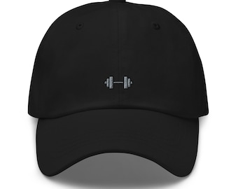 Dumbbell Weightlifting Body Building Fitness Gym Embroidered Dad Hat,  Embroidered Unisex Hat, Dad Cap, Adjustable Baseball Cap Gift for Him