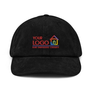 Custom Logo Hat, Customized Corduroy Hat, Your Logo or Design Full Color Cap, Personalized Logo Corduroy Hat, Embroidered Corduroy Hat