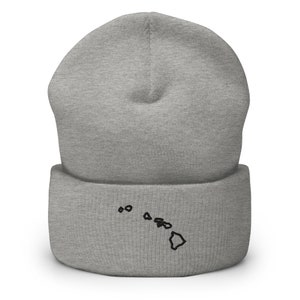 Hawaiian Hawaii State Map Bestickte Mütze, Handgefertigte Cuffed Knit Unisex Slouchy Erwachsene Wintermütze Mütze Geschenk
