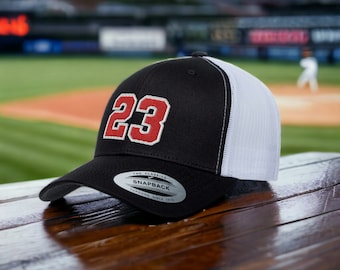 Personalized Varsity Jersey Number Trucker Hat, Custom Varsity Letter College Number Trucker Cap, Sports Player Number Mesh Trucker Hat Gift