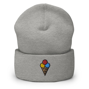 Eiswaffel bestickte Mütze, handgefertigte Manschette stricken Unisex Slouchy Erwachsene Winter Mütze Mütze Geschenk