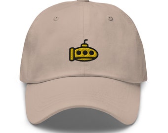 Yellow Submarine Dad Hat, Embroidered Unisex Hat, Handmade Dad Cap, Adjustable Baseball Cap Gift - Multiple Colors