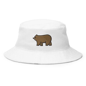 Bear Bucket Hat, Embroidered Bucket Hat, Handmade Unisex Adult Cotton Sun Hat, Summer Hat Gift - Multiple Colors
