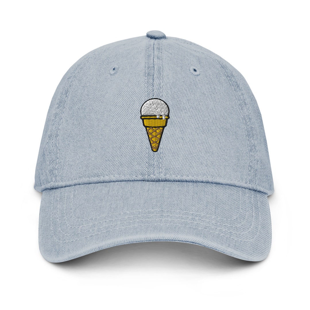 Ice Cream Cone Denim Hat, Premium Embroidered Denim Cap, Hat Embroidery