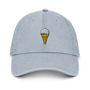 Eistüte Denim Hut, Premium bestickte Denimmütze, Hutstickerei Geschenk - mehrere Farben