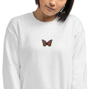 Monarch Butterfly Sweatshirt, Butterfly Sweater, Orange Butterfly Embroidered Crewneck Sweatshirt, Butterfly Lover Gift - Multiple Colors
