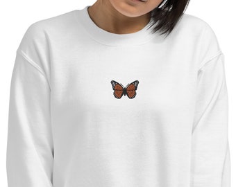 Embroidered Monarch Butterfly Sweatshirt: Classic Fit Crewneck