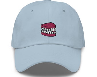 Dentures Embroidered Dad Hat,  Embroidered Unisex Hat, Dad Cap, Adjustable Baseball Cap Gift for Him