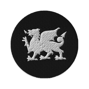 Wales Embroidered Patch, 3&quot; Welsh Flag Patch, Circular Wales Patch Embroidery, Iron on/Sew on Patch Embroidery, Pilipinas
