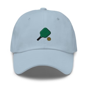 Pickleball Lover Gift, Pickleball Embroidered Dad Hat, Embroidered Unisex Hat, Dad Cap, Adjustable Baseball Cap Gift for Him Light Blue