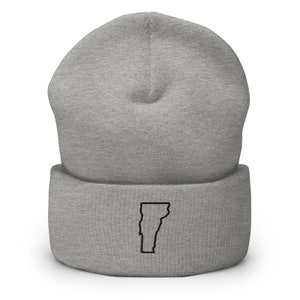 Vermont State Map Bestickte Mütze, handgefertigte Manschette stricken Unisex Slouchy Erwachsene Wintermütze Mütze Geschenk