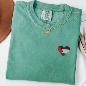 Palestine Flag Embroidered Shirt, Free Gaza T-Shirt, Pro Palestine Unisex Tee, Solidarity Middle East Freedom Top