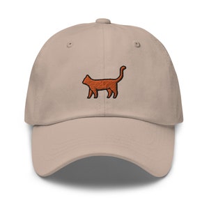 Gorra de papá bordada con gato atigrado naranja - Gorra unisex de sarga de algodón