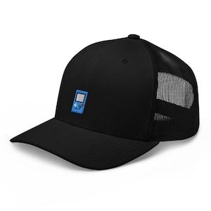 Blue Vintage Game Console Embroidered Trucker Hat, Mesh Cap Gift