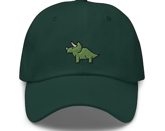 Triceratops Embroidered Dad Hat: Unisex Cotton Twill Baseball Cap
