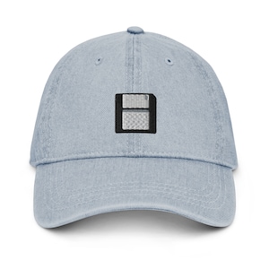 Floppy Disk Denim Hat, Premium Embroidered Denim Cap, Hat Embroidery Gift - Multiple Colors