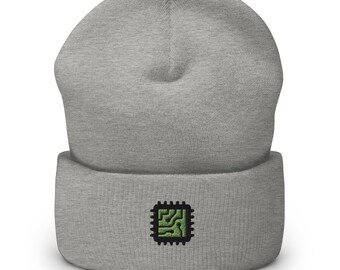 Embroidered Circuit Board Beanie: Unisex Knit Winter Hat