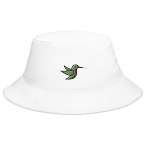 Hummingbird Embroidered Bucket Hat, Handmade Unisex Adult Cotton Sun Hat, Summer Hat Gift