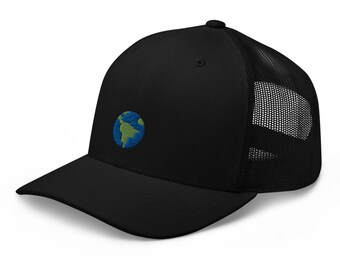 Gorra de camionero bordada Planeta Tierra, gorra de malla de regalo