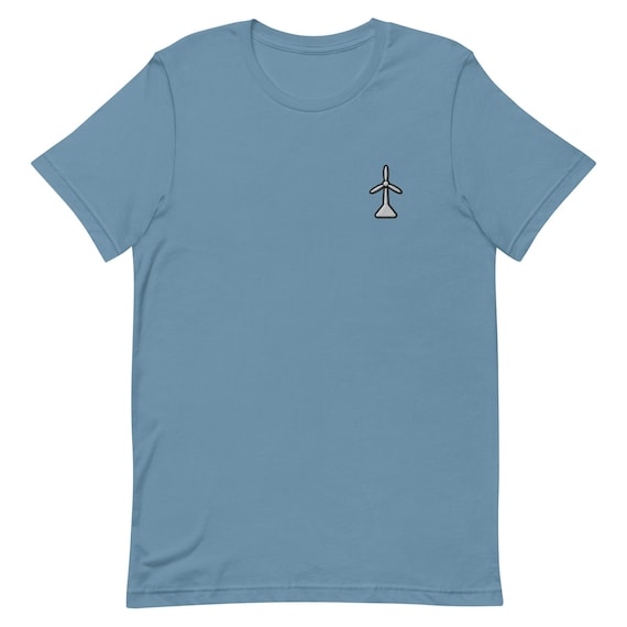 Embroidered Windmill T-Shirt: Unisex Airlume Cotton Tee