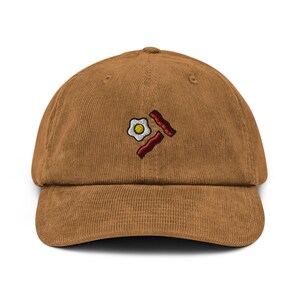 【BAON】Andu embroidery corduroy snap back Bacon Corduroy Hat, Handmade Embroidered Corduroy Dad Cap