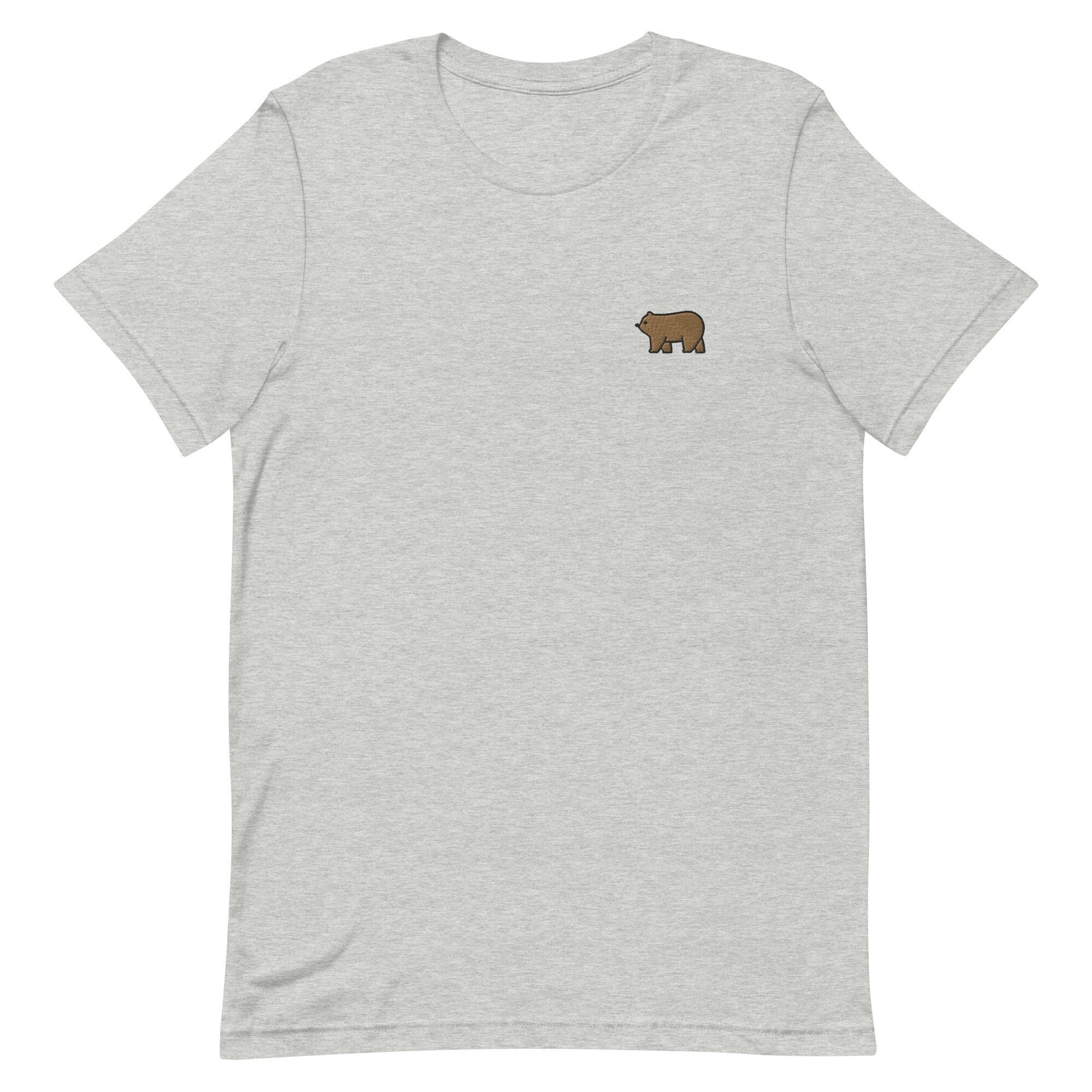 【AMBLER】 Cozy bear embroidered man to man t-shirt Bear Unisex T-shirt, Embroidered Unisex T-shirt Gift for
