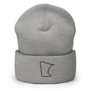 Minnesota State Map Bestickte Mütze, Handgefertigte Cuffed Knit Unisex Slouchy Erwachsene Wintermütze Mütze Geschenk