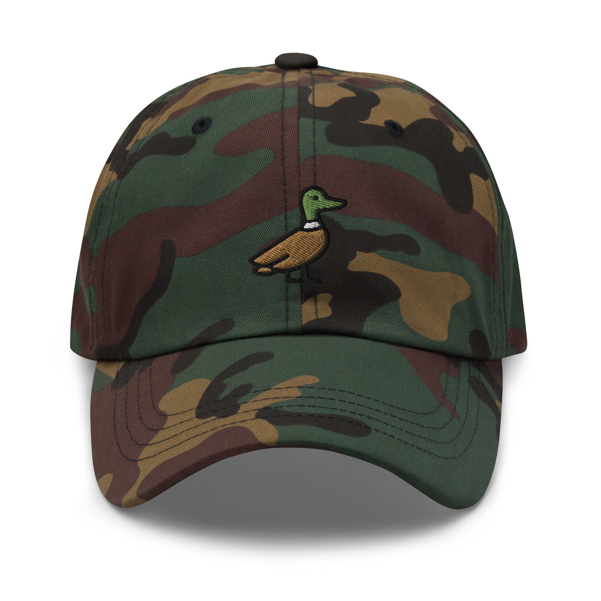 Small Duck Embroidered Dad Hat – Black Low Profile Cotton Baseball Cap, Adjustable Slide Closure, One Size Fits Most