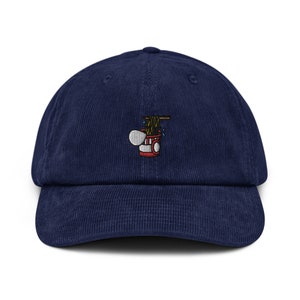 Noodles Corduroy Hat, Handmade Embroidered Corduroy Dad Cap - Multiple Colors
