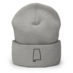 Alabama State Map Bestickte Mütze, Handgefertigte Cuffed Knit Unisex Slouchy Erwachsene Wintermütze Mütze Geschenk