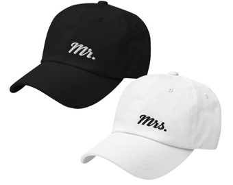 Mr und Mrs Dad Hat, gestickte Hochzeit Dad Hüte, Flitterwochen Verlobung Hüte, Baseball Caps, Just Married Hats, Mr Dad Hat, Mrs Dad Hut