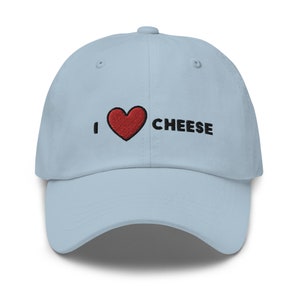 I Heart Cheese Embroidered Dad Hat,  Embroidered Unisex Hat, Dad Cap, Adjustable Baseball Cap Gift for Him