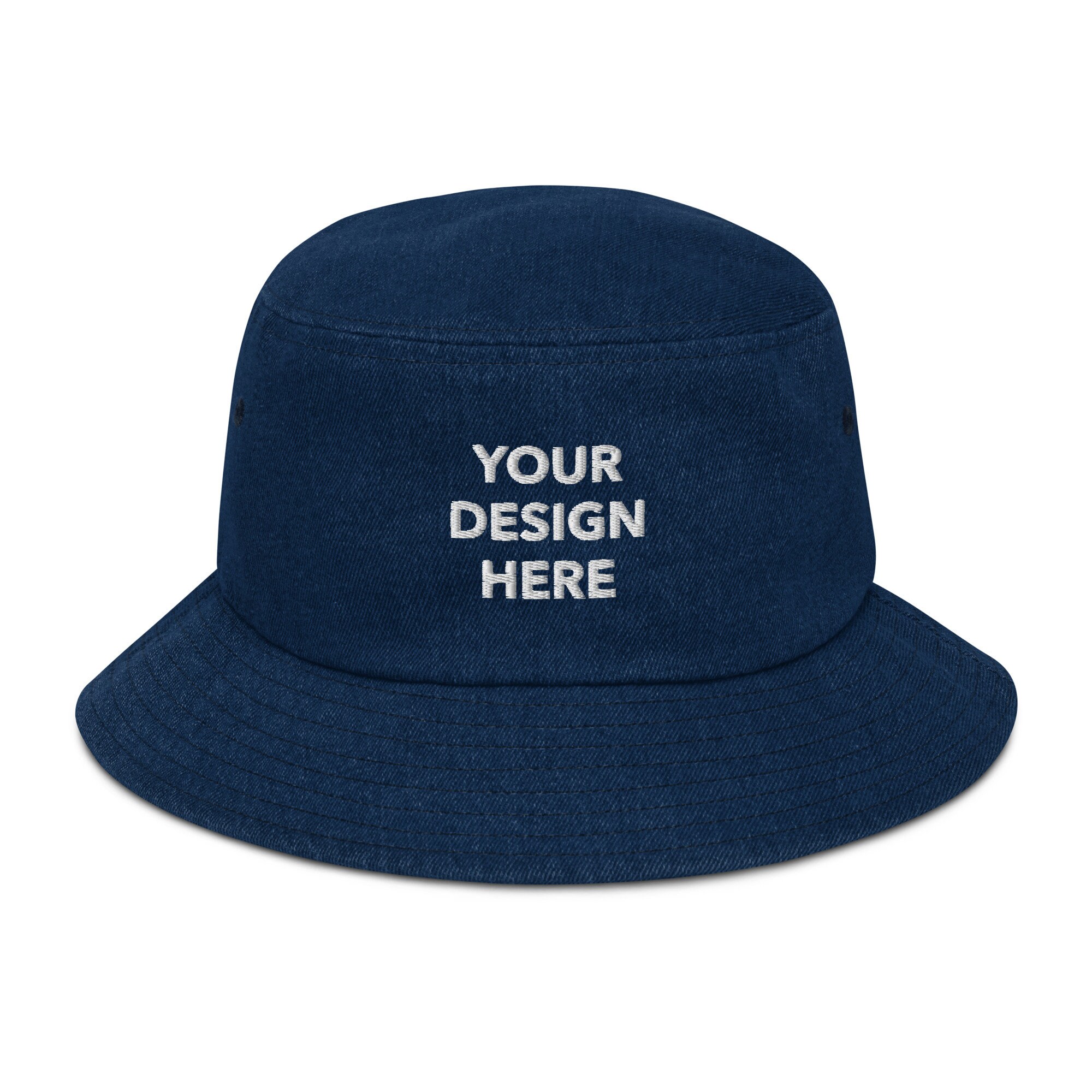 Personalized Embroidered Denim Bucket Hat: Custom Text  display picture 1