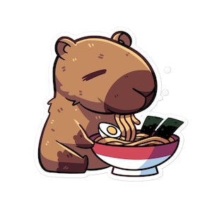 Ramen Capybara Sticker: Waterproof Vinyl Decal