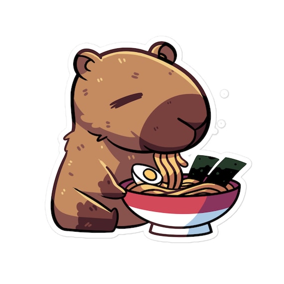 Ramen Capybara Sticker: Waterproof Vinyl Decal