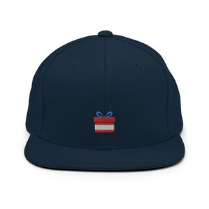 Christmas Present Gift Box Embroidered Snapback Hat, Cap Gift, Embroidered Snapback Hat, Flat Bill Snapback