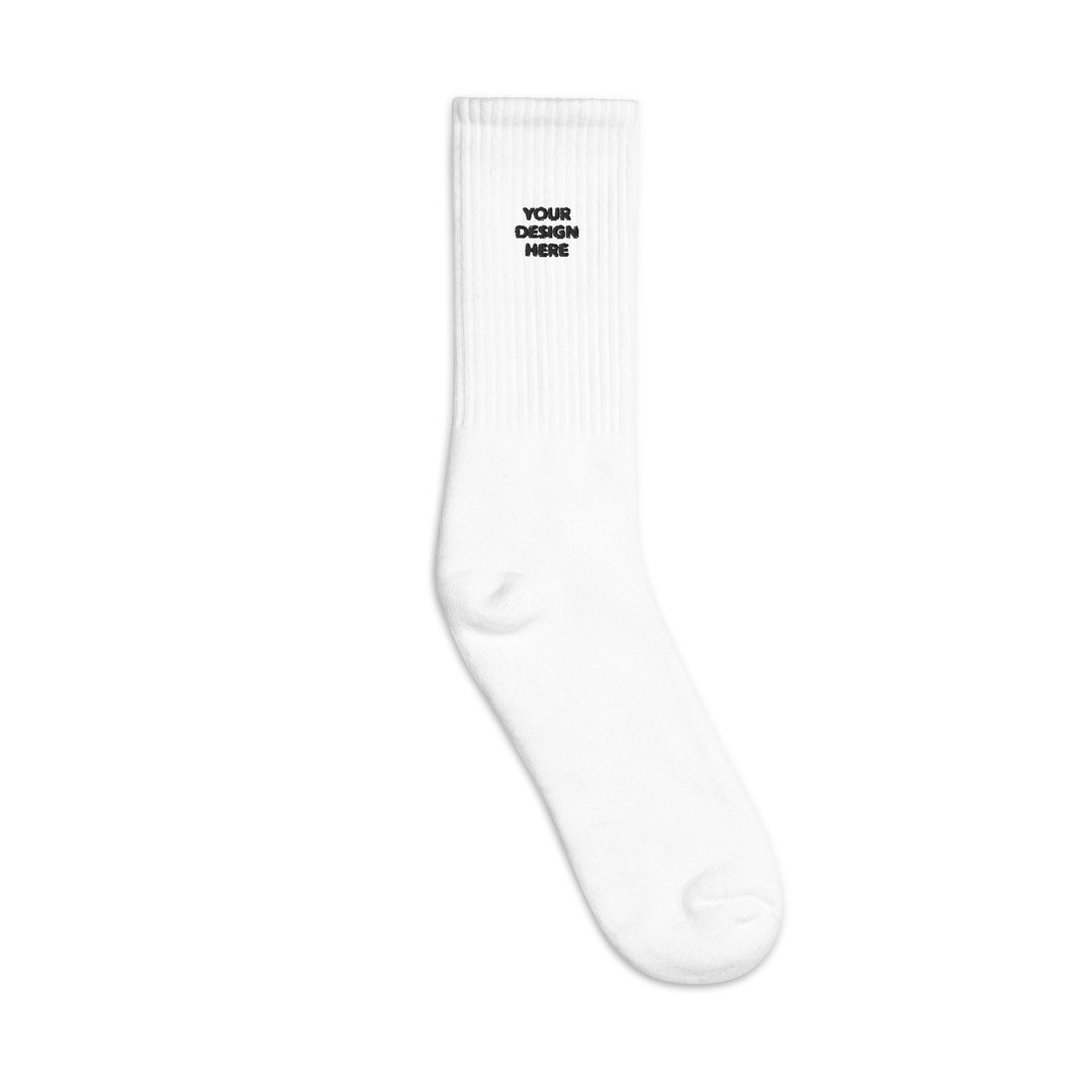 Your Design Text or Logo Embroidered Socks, Handmade Socks Embroidery ...