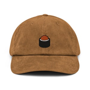 Sushi Embroidered Corduroy Dad Hat, Handmade Corduroy Baseball Cap Gift - Multiple Colors